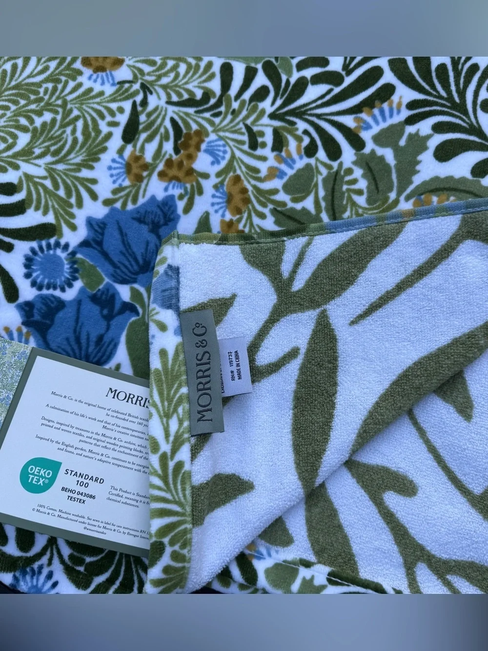Morris & Co Luxury Beach Towel Floral Cotton Oversized Reversible Pool 40x70